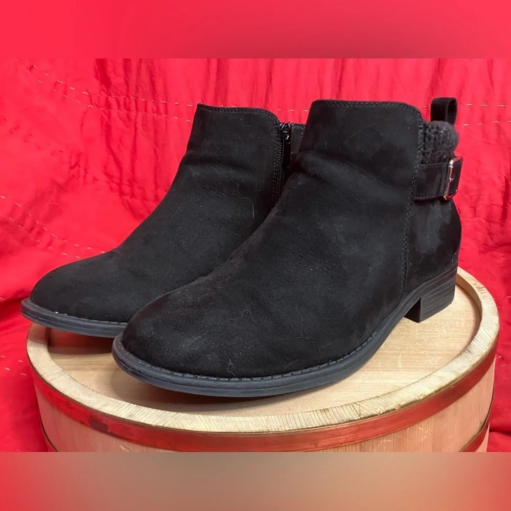 Torrid‎ Sweater Bootie Womens Black Ankle Buckle Outdoor Winter Comfort Wide 8WW